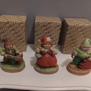 Rare 3 1984 Vintage Porcelain Bisque Enesco St. Patricks Day Elf Gnome 6" Figure